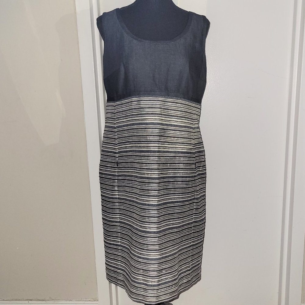 Akris Punto Chambray/Striped Dress - 10
